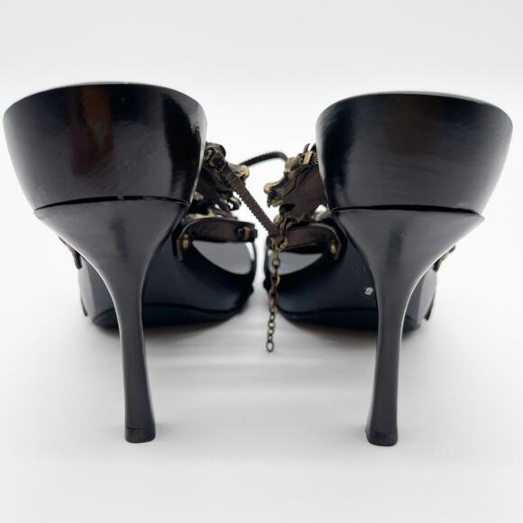 Giuseppe Zanotti Vicini Vintage Dragon Embellished Leather Heeled Sandals IT 36 - Picture 10 of 13